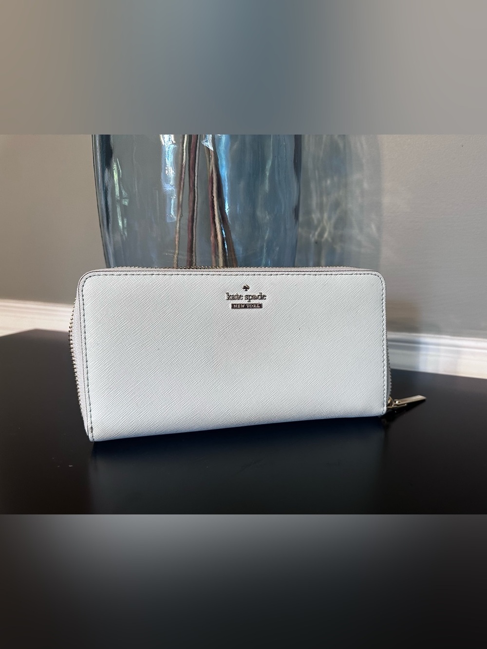 Kate Spade Cameron Street Zip-Around Saffiano Wallet in Misty Mint